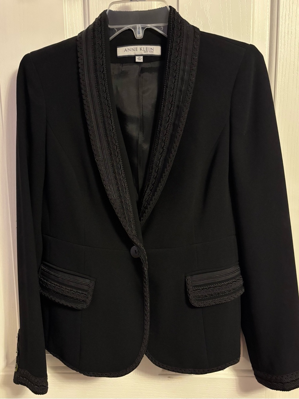 Anne Klein Black Women's Decorative Trim Blazer
